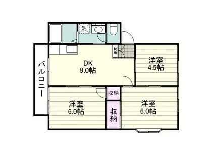 ウィンディア宇宿台(3DK/2階)の間取り写真