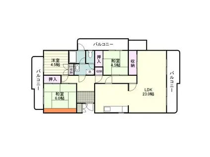 第2サンハイツ2号棟(3LDK/3階)の間取り写真