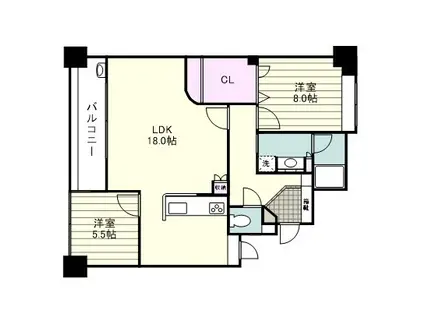 Dクラディア城山町(2LDK/2階)の間取り写真