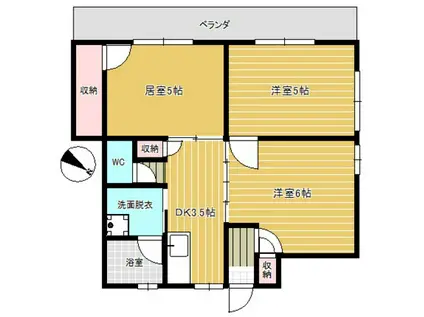 メゾンドブランシュ鴨池(3DK/1階)の間取り写真