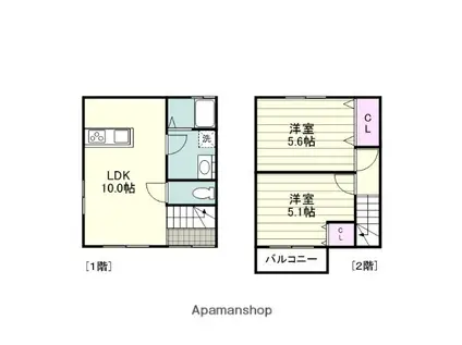 ヴィレッジ誠和(2LDK/1階)の間取り写真