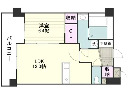 RJR上荒田(1LDK/4階)の間取り写真