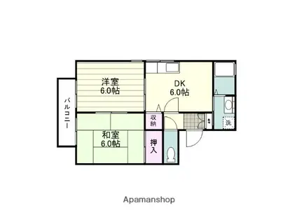 Uハウス桜ヶ丘(2DK/1階)の間取り写真