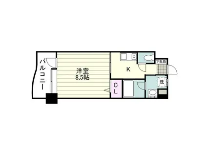 ガーデンプレイス上荒田(1K/3階)の間取り写真