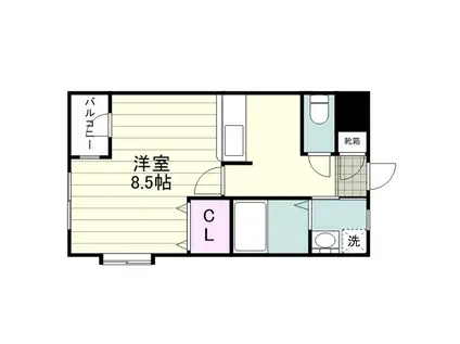 サンセールTM(1K/2階)の間取り写真