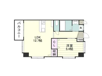 グリュッケン・ハム(1LDK/5階)の間取り写真