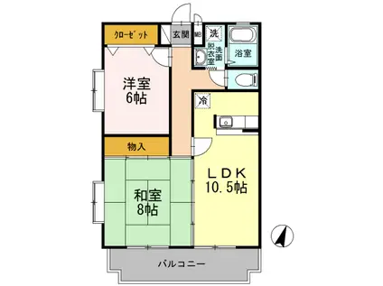 パークサイド吉留(2LDK/3階)の間取り写真