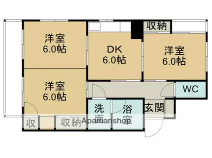 池田ビル(3DK/2階)の間取り写真