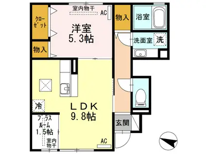 シャイン R(1LDK/1階)の間取り写真