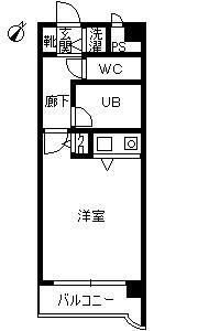 トーカンキャステール加治屋町(ワンルーム/6階)の間取り写真