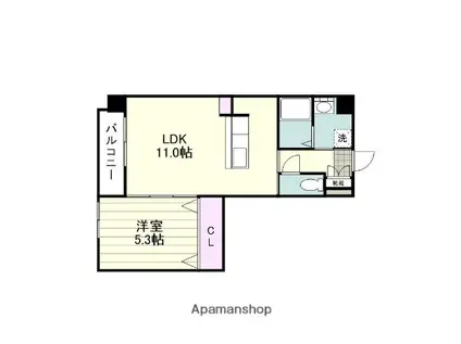 キャトルフィーユ(1LDK/1階)の間取り写真