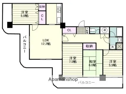 ストークマンション鹿児島(4LDK/16階)の間取り写真
