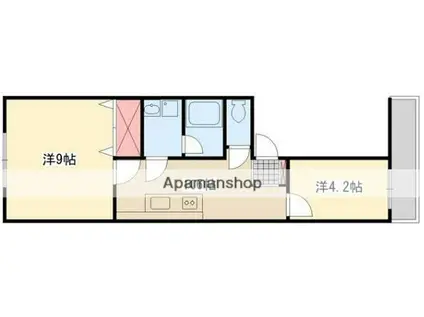 ベルぺ中央(2DK/3階)の間取り写真