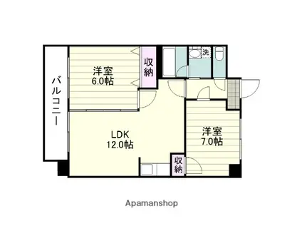プレジデント下荒田(2LDK/3階)の間取り写真