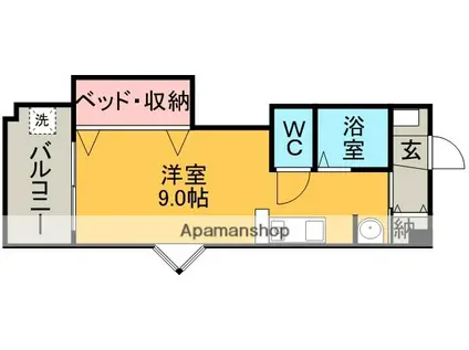 第2津曲コーポ(ワンルーム/6階)の間取り写真