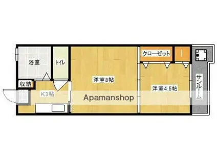 益山ビル(2K/2階)の間取り写真