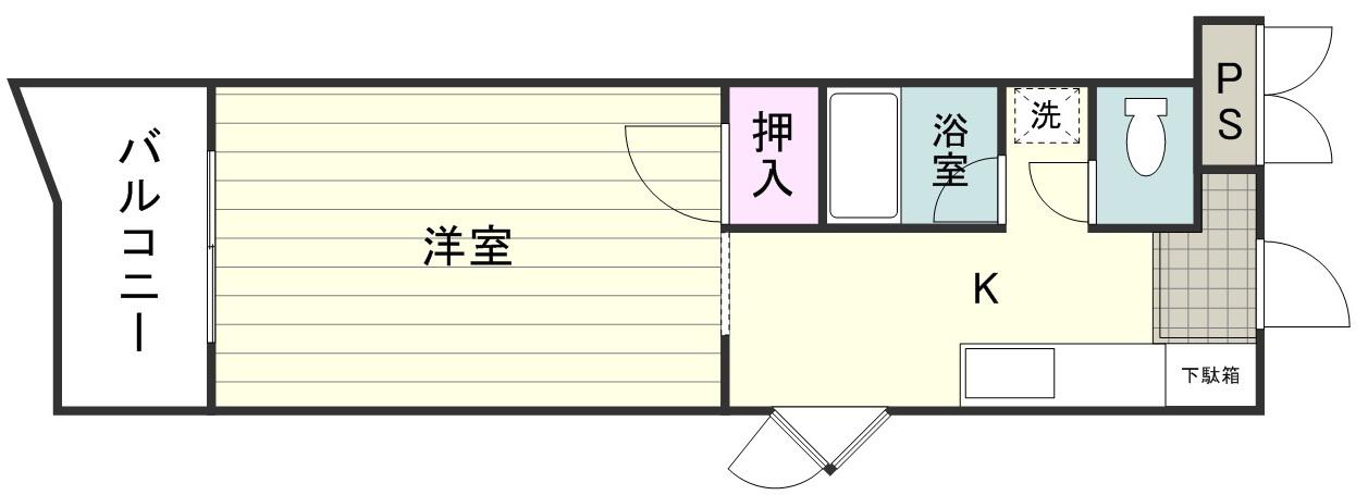 ハイツ宮原(1K/4階)の間取り写真