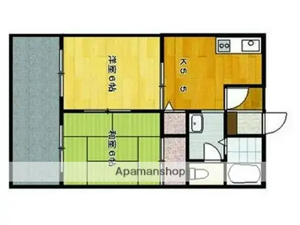 メルベーユ木元(2DK/2階)の間取り写真