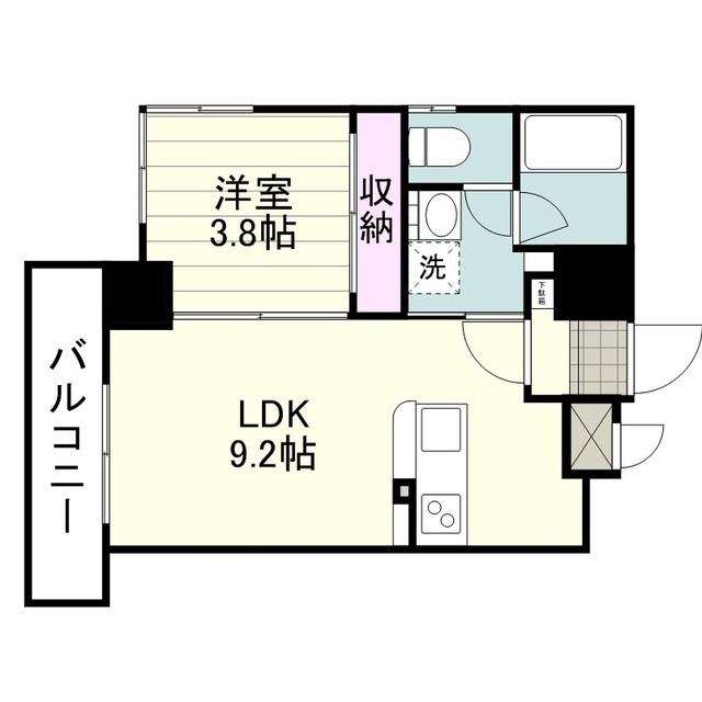 フォンス鴨池DC(1LDK/3階)の間取り写真