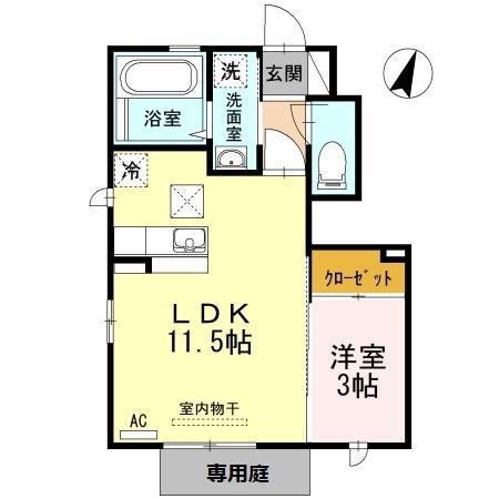 ラフィーネFⅡ(1LDK/1階)の間取り写真