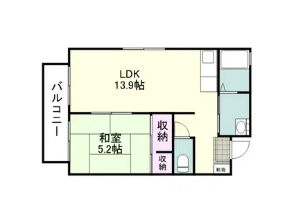 ディアス武岡(1LDK/2階)の間取り写真