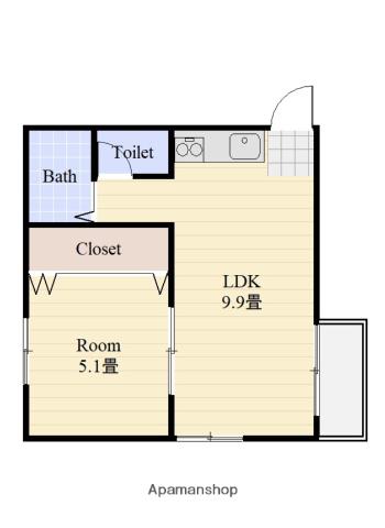 タワラ1(1LDK/3階)の間取り写真