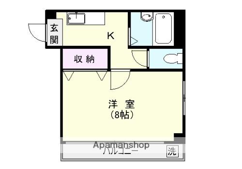 アーネスト下荒田(1K/1階)の間取り写真