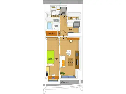 プライム・ステージ(1LDK/6階)の間取り写真