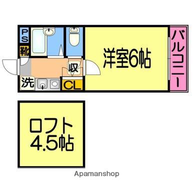 アップルハウス伊敷(1K/1階)の間取り写真