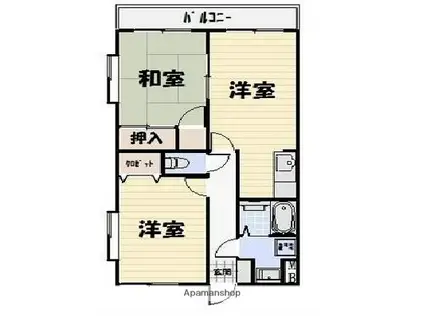 ターミーヒル(2LDK/3階)の間取り写真