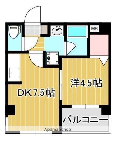 ラ・カーザ関(1DK/2階)の間取り写真
