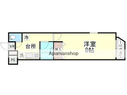 ピースフル原良(1K/1階)の間取り写真