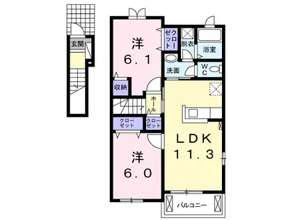 シェイクハンズ金峰B(2LDK/2階)の間取り写真