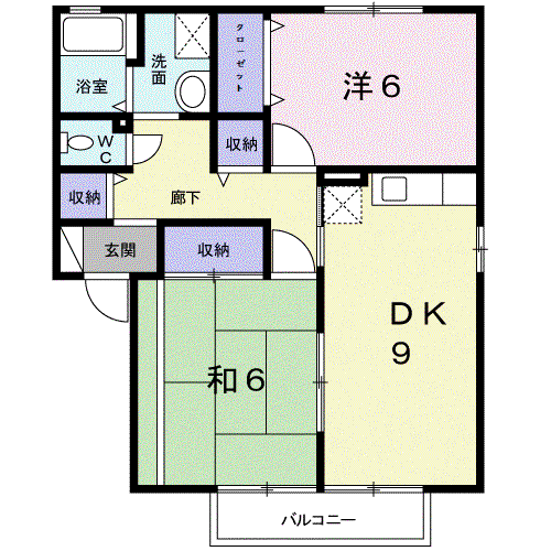セジュールYOU(2DK/2階)の間取り写真
