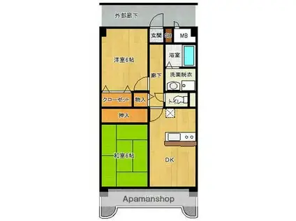ヴェルドミール山湖(2DK/2階)の間取り写真