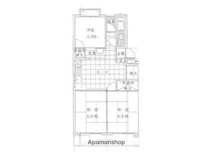 城西ハイツ(3DK/4階)の間取り写真
