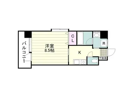 ガーデンプレイス上荒田(1K/4階)の間取り写真