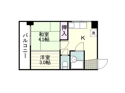 グリーンパークビル(1K/5階)の間取り写真