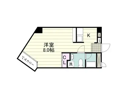 グリーンモール(ワンルーム/4階)の間取り写真