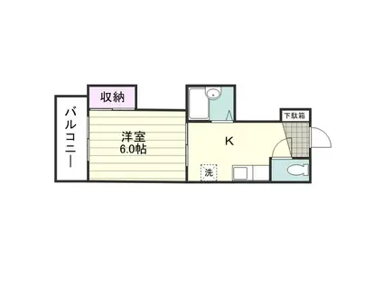 ウエストリバー新照院(1K/3階)の間取り写真