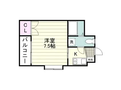 シャンテ城山(1K/3階)の間取り写真