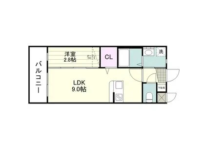 パームテラス谷山中央(1LDK/4階)の間取り写真