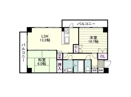 シーサイドパーク小川(2LDK/5階)の間取り写真