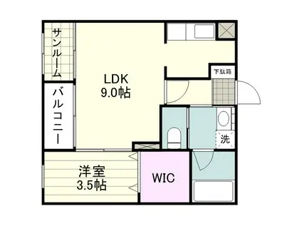 プログレス原良(1LDK/3階)の間取り写真