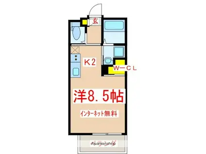 イースト TERRACE下荒田(ワンルーム/3階)の間取り写真
