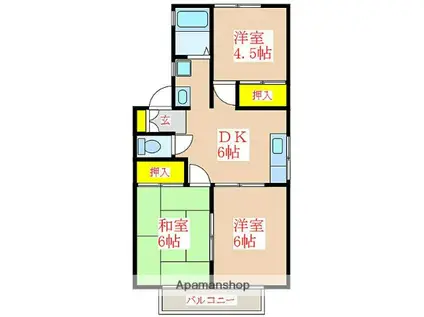 コンフォート伊敷台(3DK/2階)の間取り写真