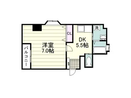 セレブレイトAKI(1DK/2階)の間取り写真