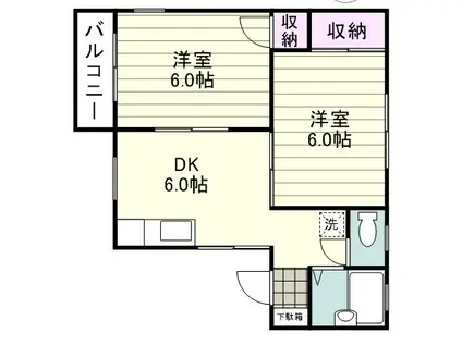 アパートメント06(2DK/1階)の間取り写真