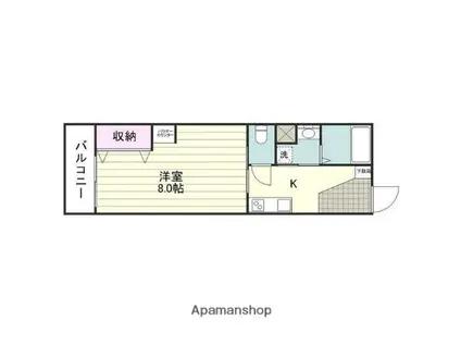 グランヴェルデ上荒田(1K/3階)の間取り写真