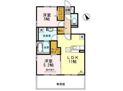 エスポワール・エスト(2LDK/1階)の間取り写真